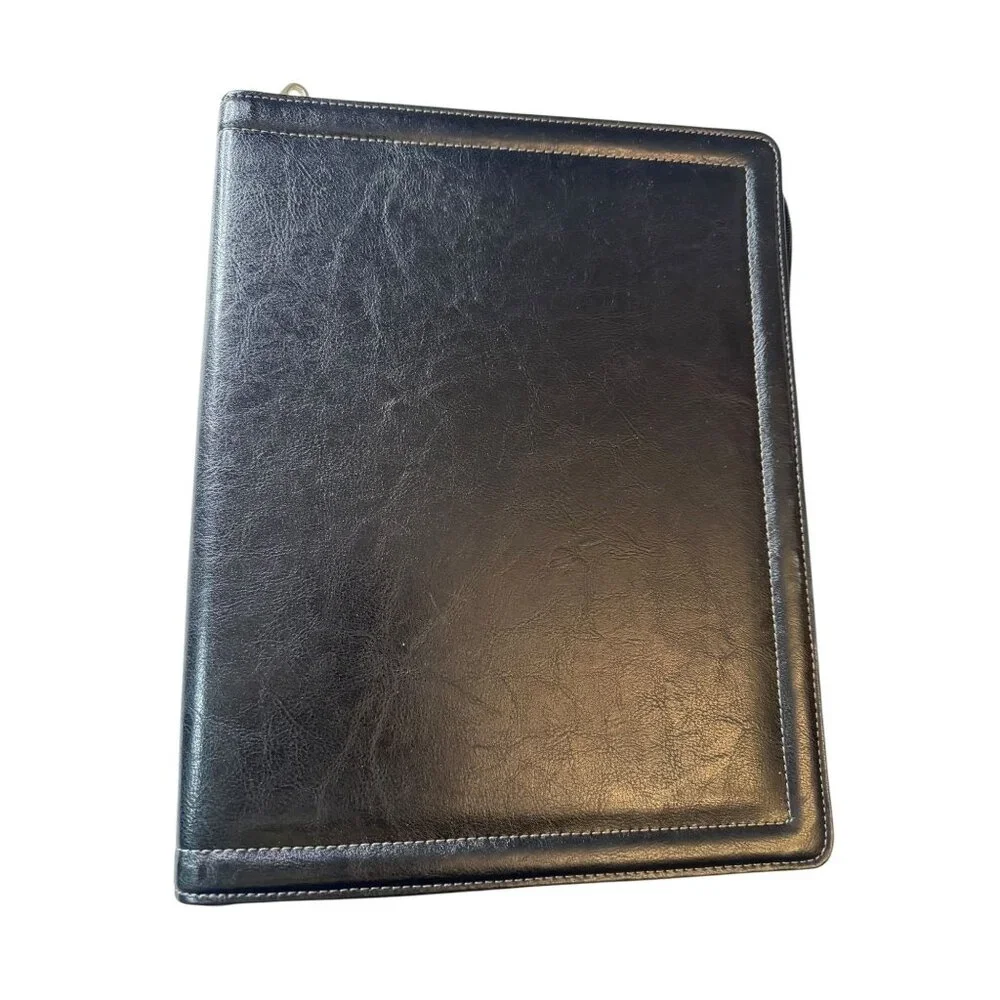 Samsonite Black Leather iPad Folio Organizer With Zipper Closure & Document Pock